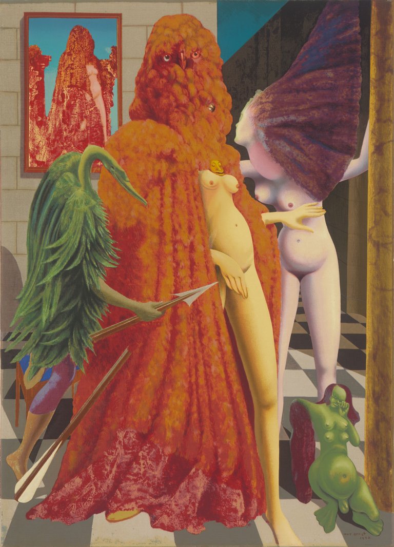 Auf diesem Bild ist das folgende Kunstwerk zu sehen: Max Ernst. „Die Einkleidung der Braut“. 1939-40/1973.