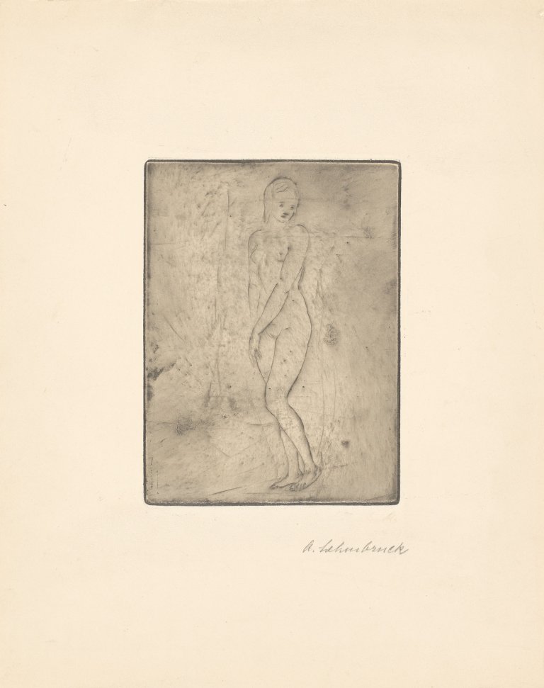 Auf diesem Bild ist das folgende Kunstwerk zu sehen: Wilhelm Lehmbruck. „Sinnendes Mädchen“. 1911.