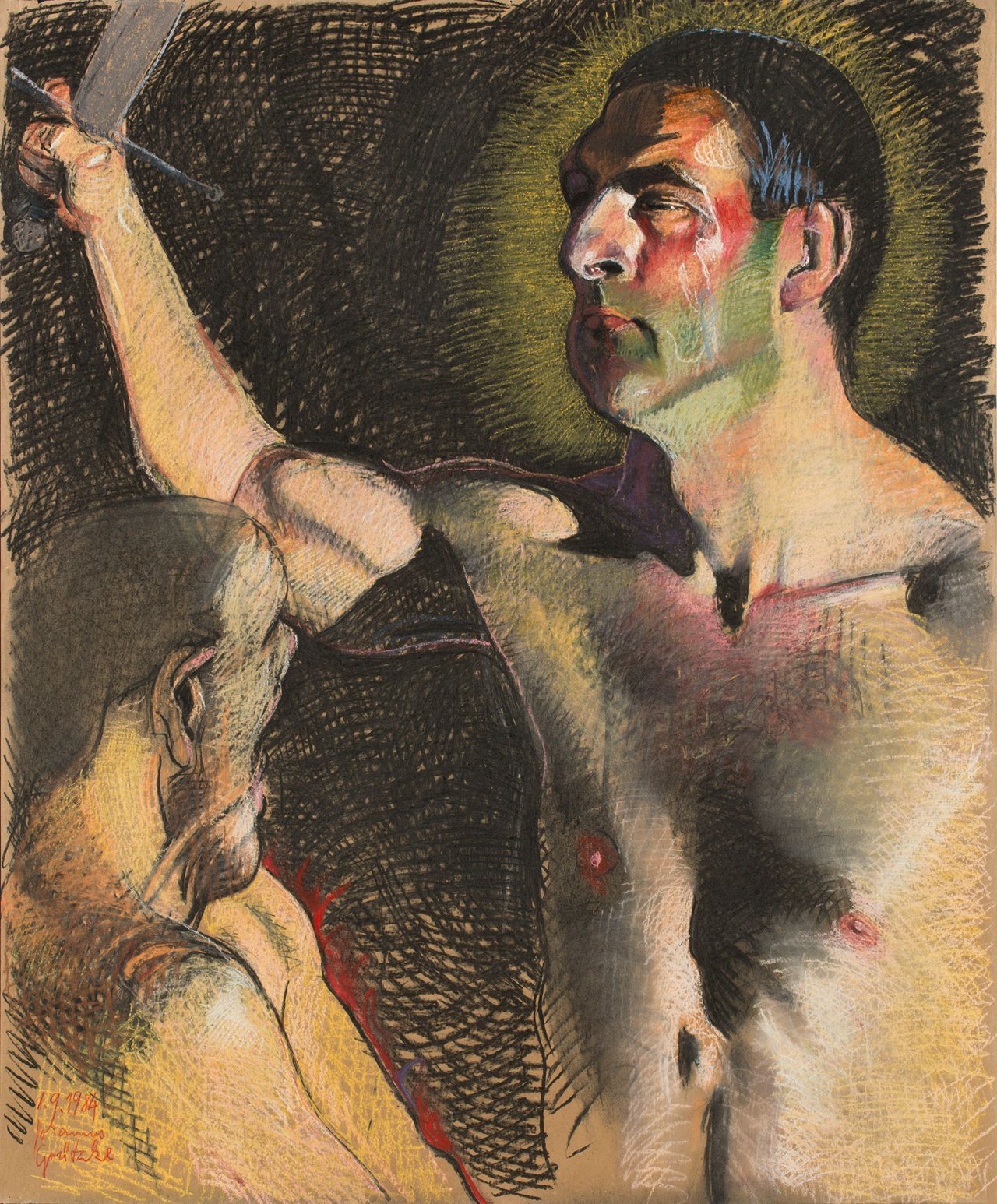Auf diesem Bild ist das folgende Kunstwerk zu sehen: Johannes Grützke. Selbstbildnis. 1984.