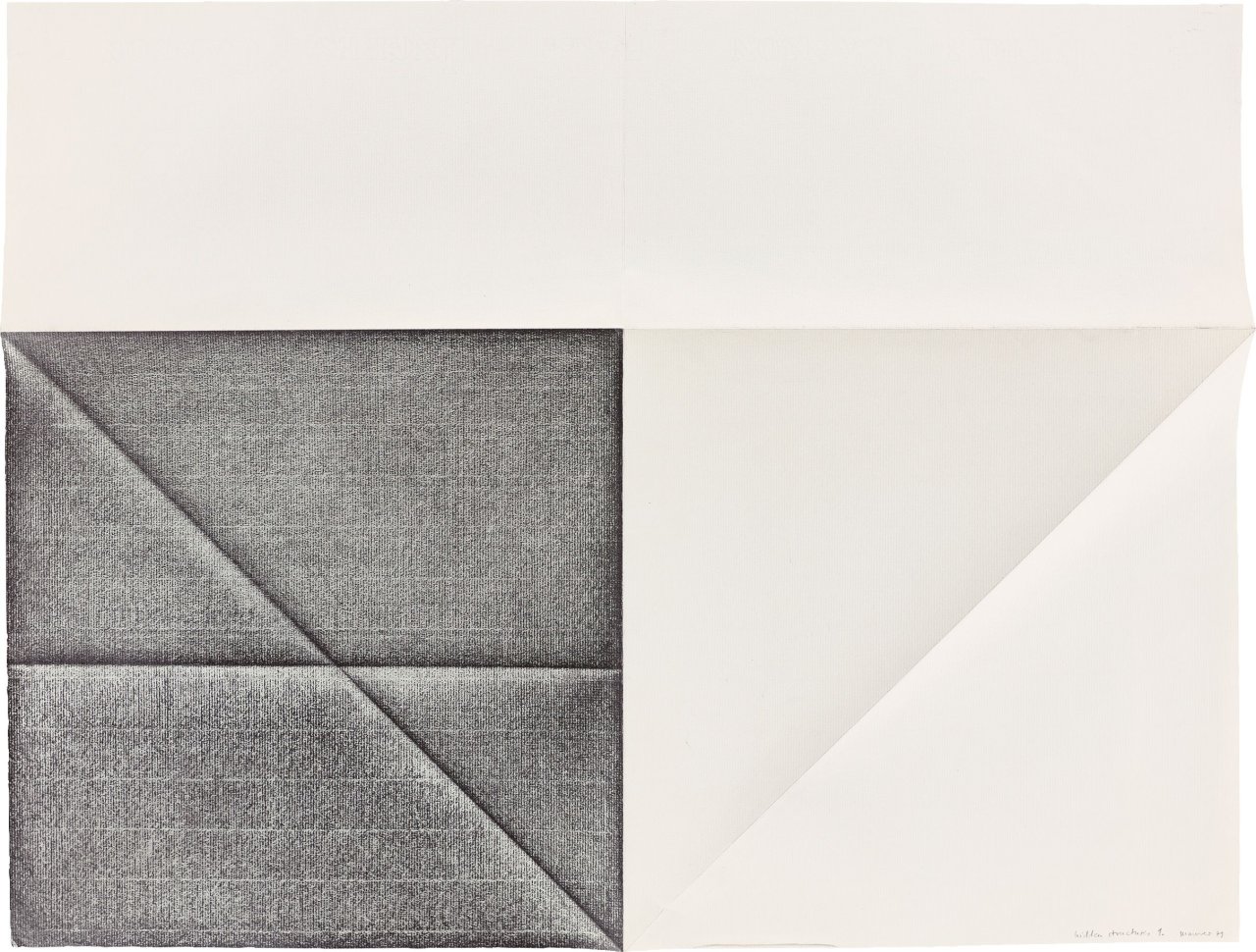 Auf diesem Bild ist das folgende Kunstwerk zu sehen: Dóra Maurer. „hidden structures“ 13-teilig. 1979.