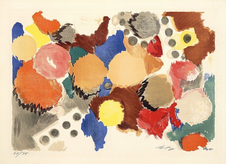 This picture shows the following artwork: Ernst Wilhelm Nay. „Farblitho 1955 (NOR)“. 1955.