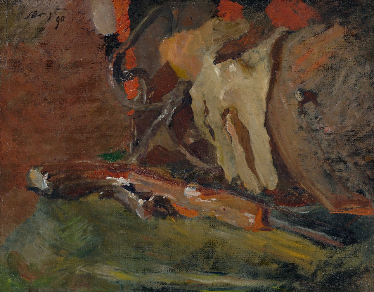 This picture shows the following artwork: Max Slevogt. Still life with pistol. 1890.
