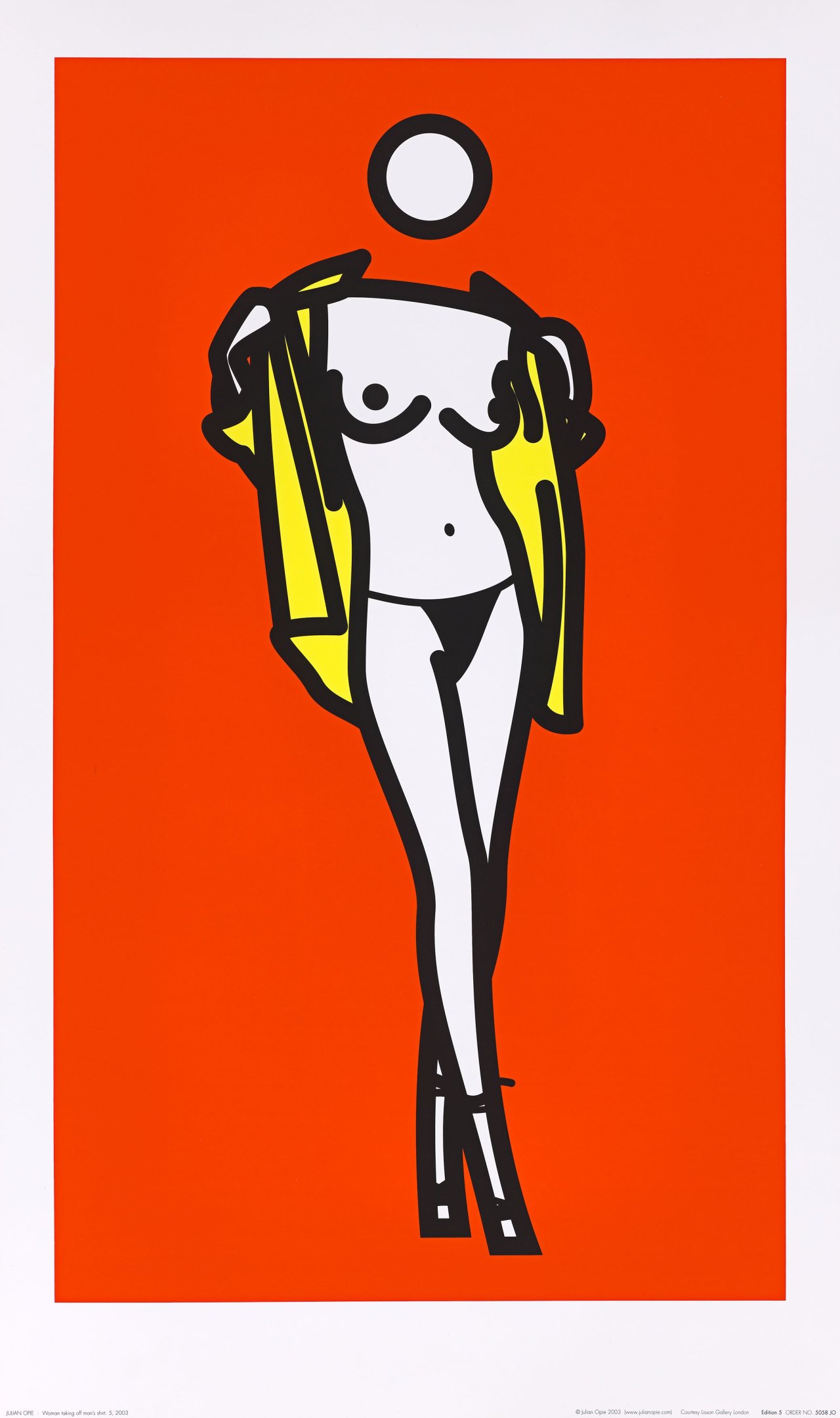 This picture shows the following artwork: Julian Opie. ”Woman Taking Off Man's Shirt”. 2003.
