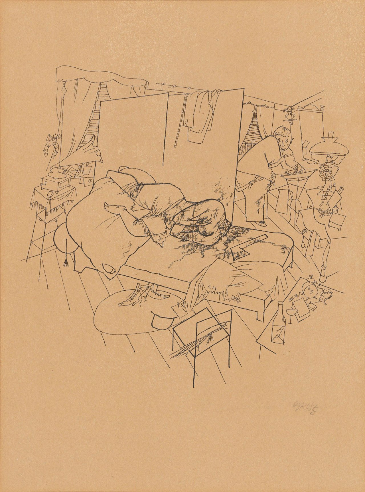 Auf diesem Bild ist das folgende Kunstwerk zu sehen: George Grosz. „Mord in der Ackerstraße“. 1916/17.