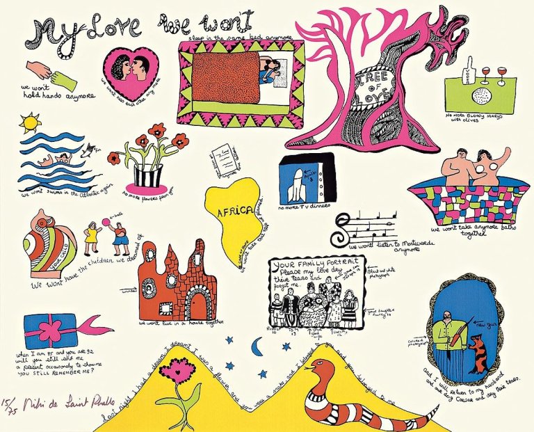 Auf diesem Bild ist das folgende Kunstwerk zu sehen: Niki de Saint Phalle. „My Love, we won't“. 1968.