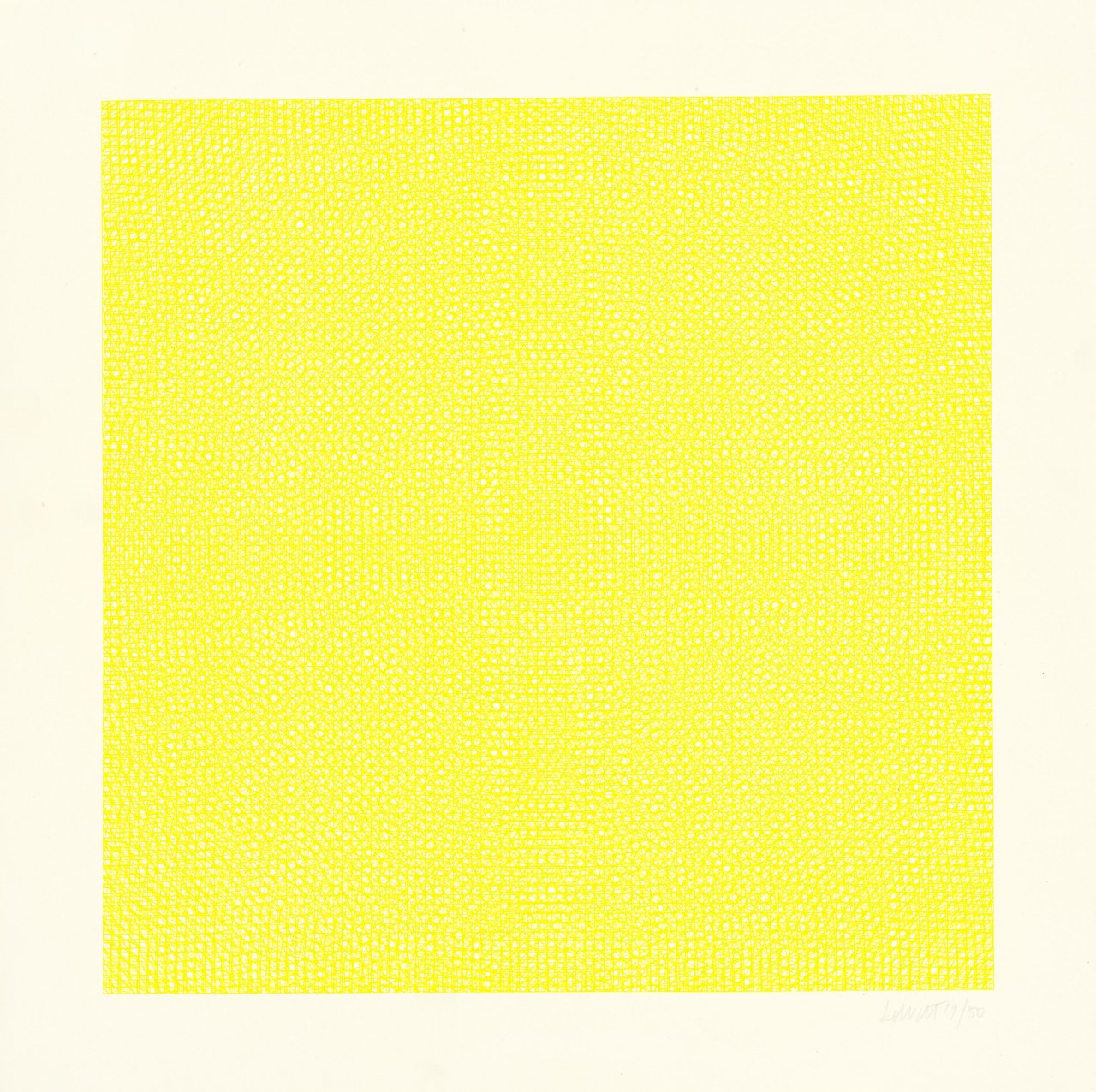 Auf diesem Bild ist das folgende Kunstwerk zu sehen: Sol LeWitt. „Arcs from corners & side, circles & grids“. 1972.
