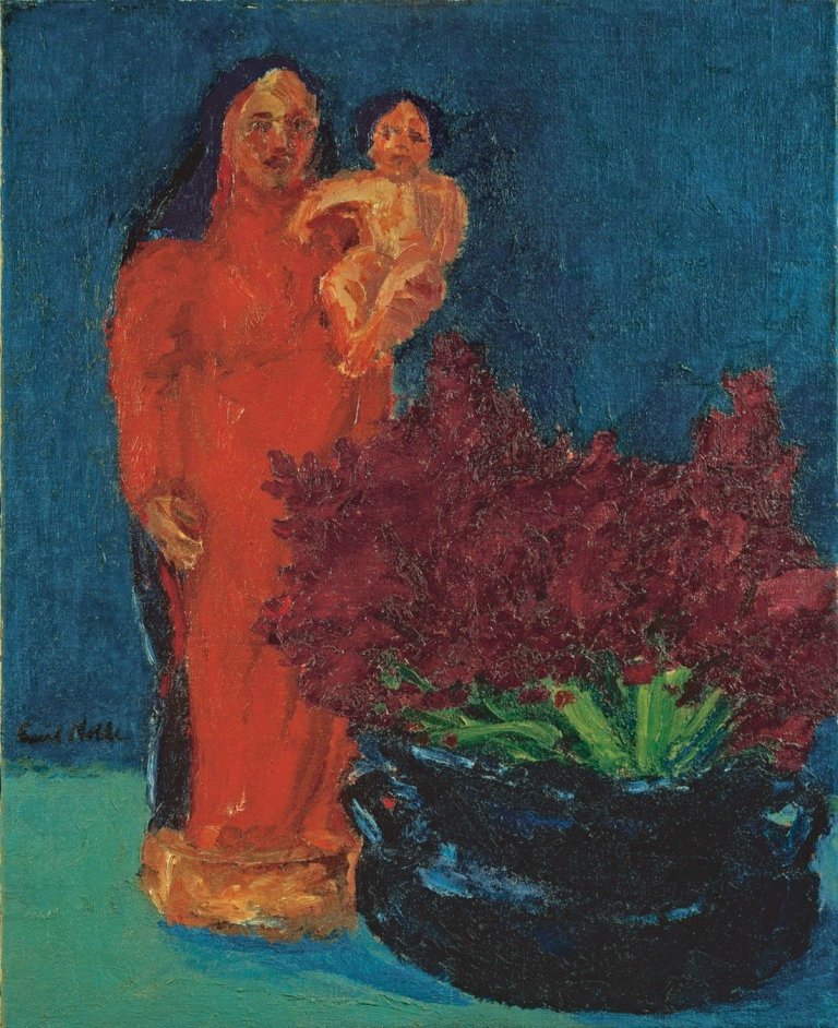 This picture shows the following artwork: Emil Nolde. „Madonna und Blumen“. 1915.