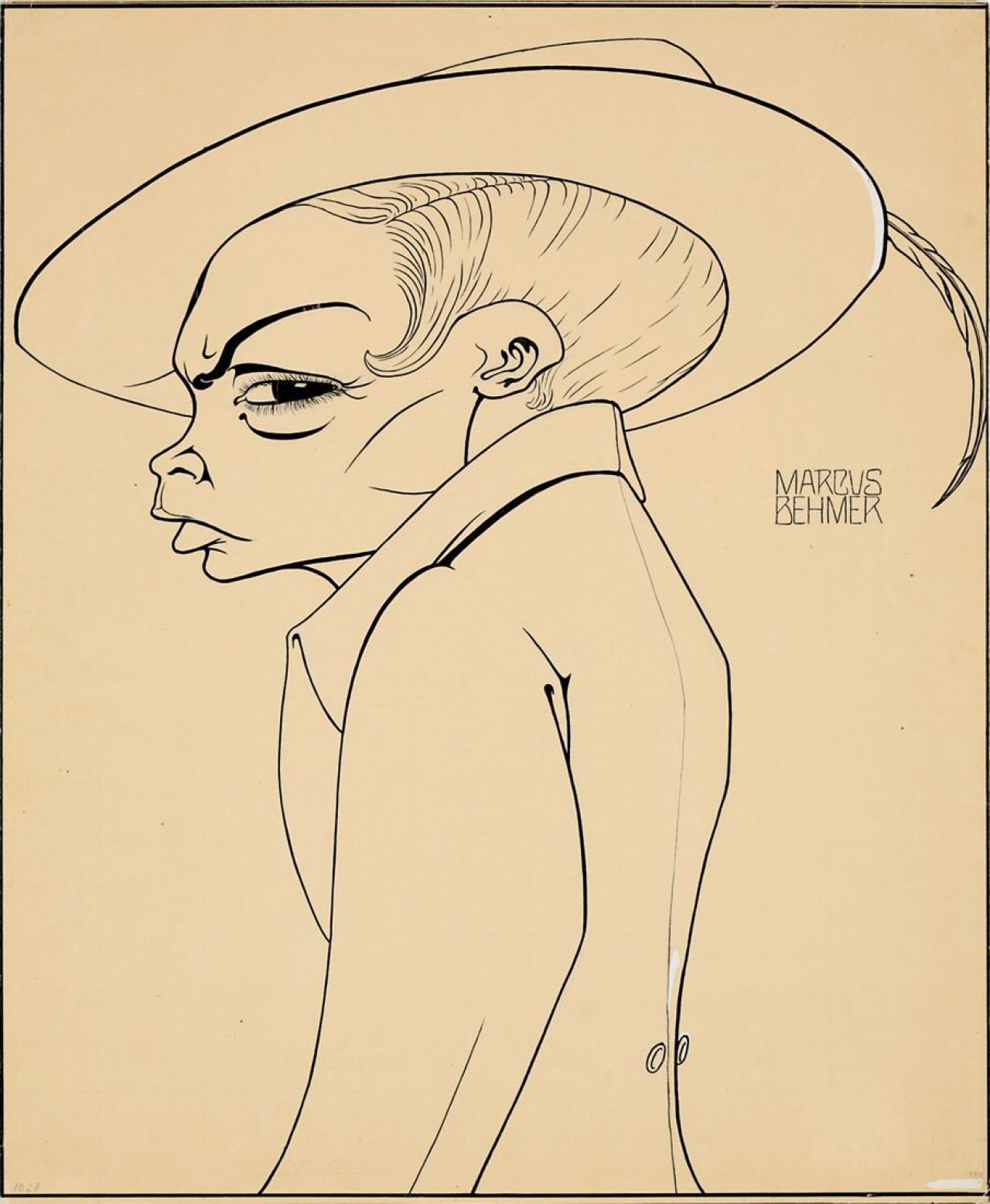 Auf diesem Bild ist das folgende Kunstwerk zu sehen: Marcus Behmer. Männliche Kokotte. Um 1905.