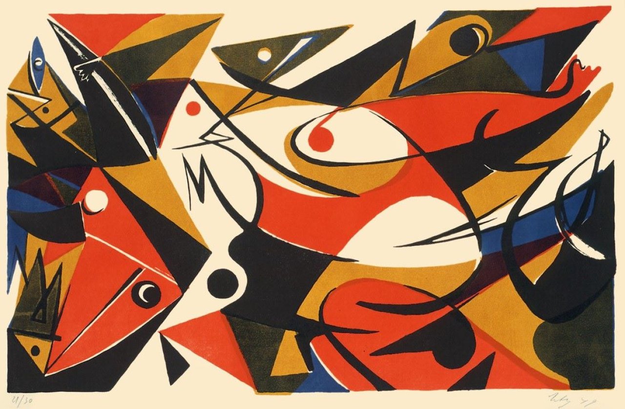 This picture shows the following artwork: Ernst Wilhelm Nay. „Verwandlung der Io“. 1949.