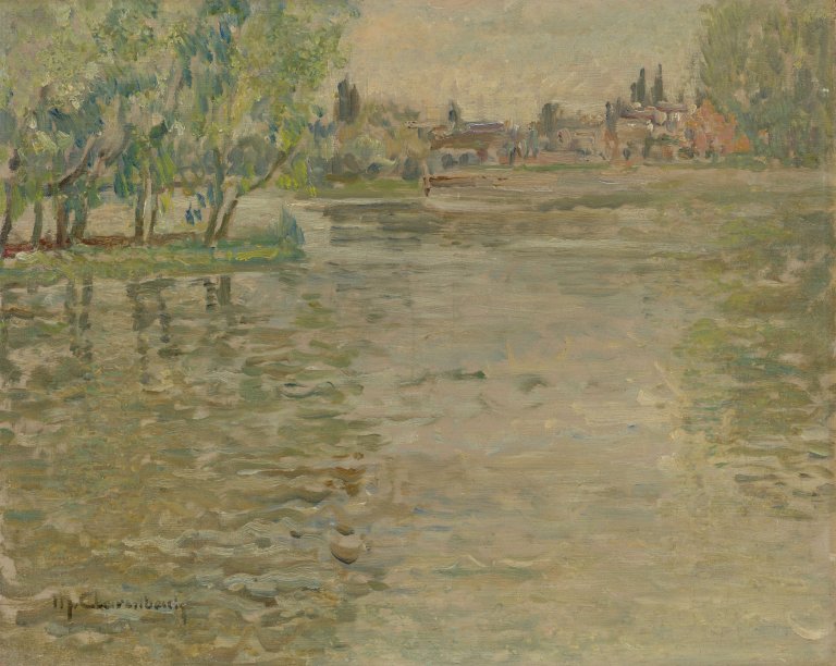 Auf diesem Bild ist das folgende Kunstwerk zu sehen: Max Clarenbach. Flusslandschaft. 1932.