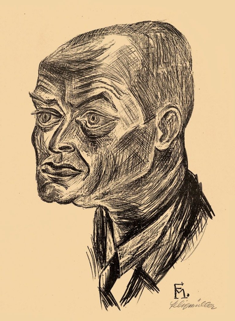 Auf diesem Bild ist das folgende Kunstwerk zu sehen: Conrad Felixmüller. „Bildnis Otto Rühle“. 1920.