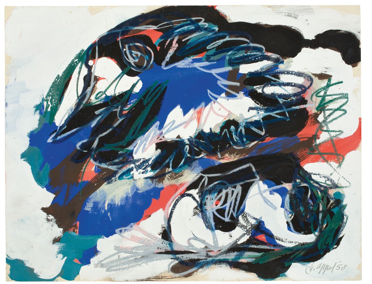 Auf diesem Bild ist das folgende Kunstwerk zu sehen: Karel Appel. Ohne Titel. 1958.