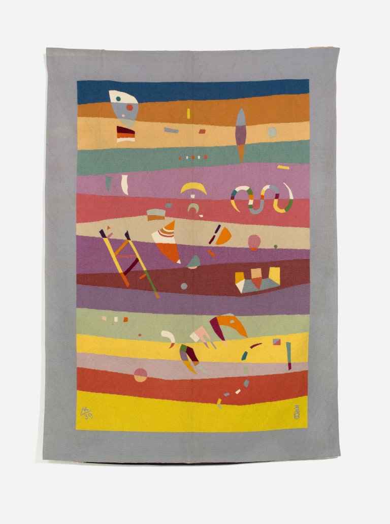 Auf diesem Bild ist das folgende Kunstwerk zu sehen: Wassily Kandinsky. „Horizontalee“ – nach dem Karton „Horizontales“. 1939.