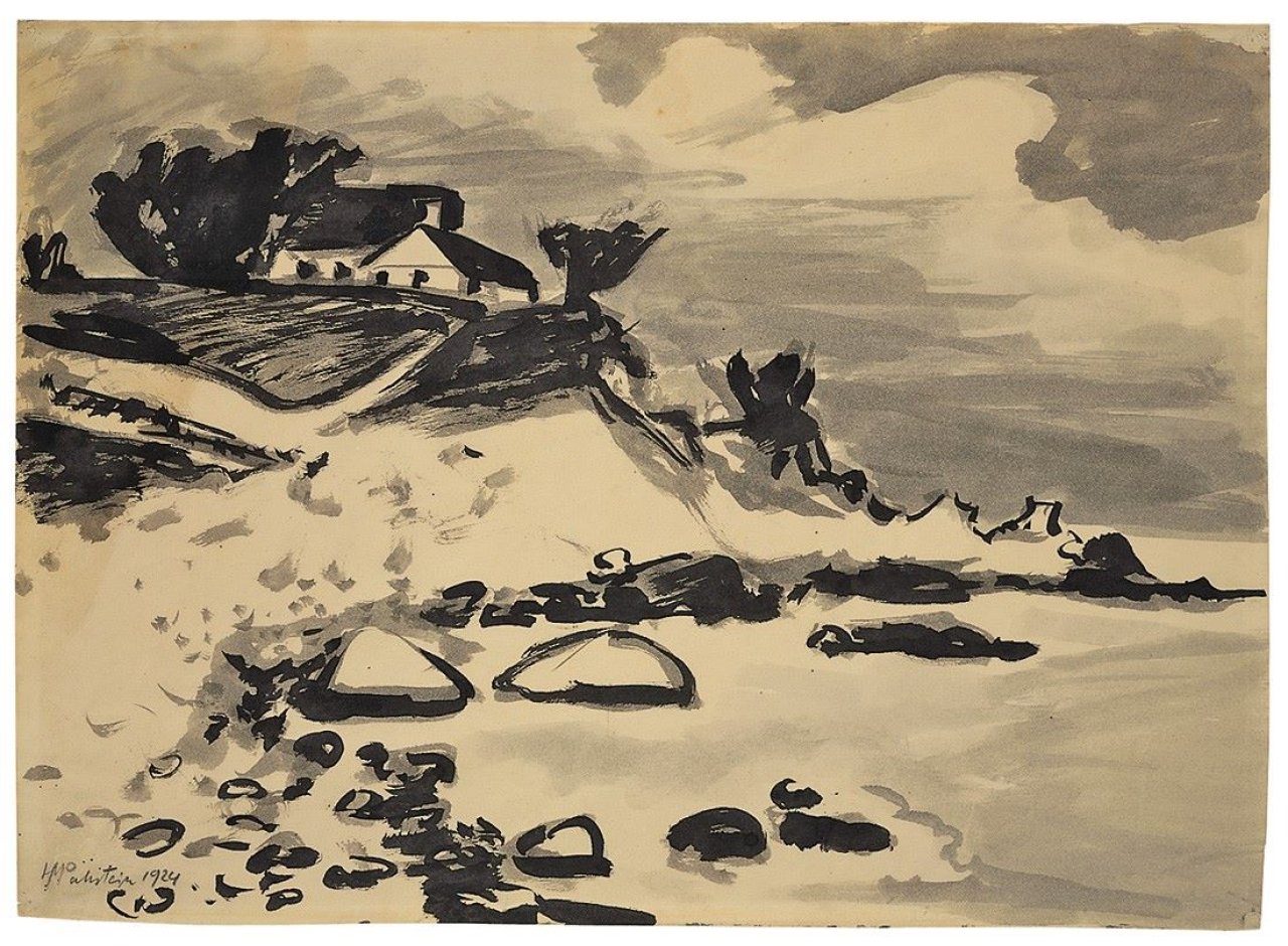 Auf diesem Bild ist das folgende Kunstwerk zu sehen: Max Pechstein. Hohes Ufer auf Bornholm. 1924.