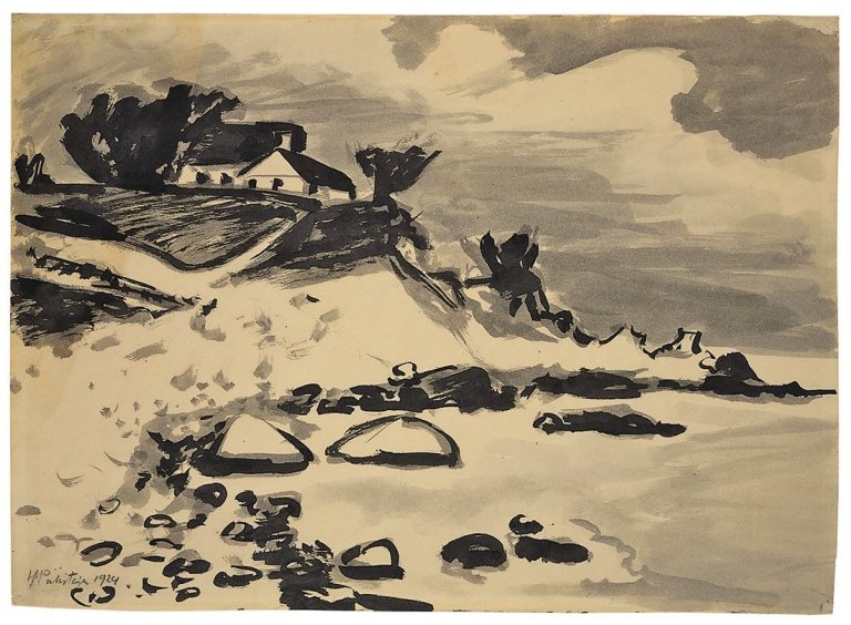 Auf diesem Bild ist das folgende Kunstwerk zu sehen: Max Pechstein. Hohes Ufer auf Bornholm. 1924.