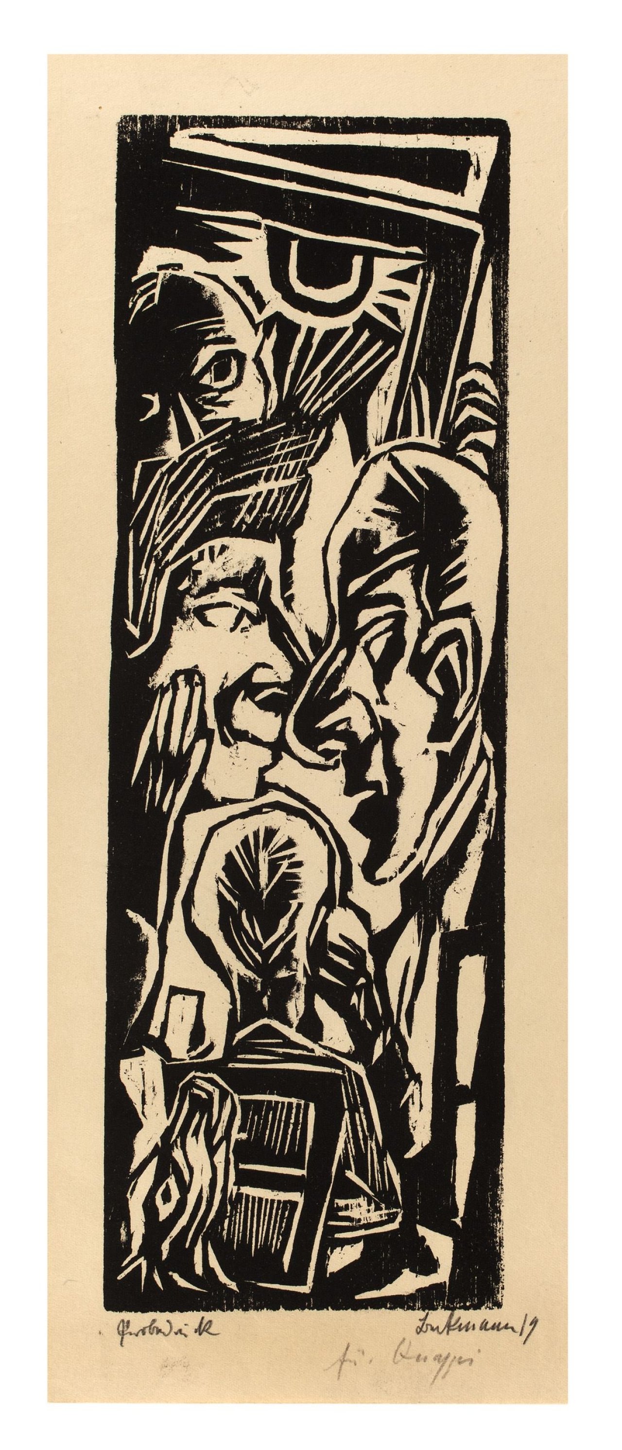 Auf diesem Bild ist das folgende Kunstwerk zu sehen: Max Beckmann. „Tischgesellschaft“. 1919 (?).