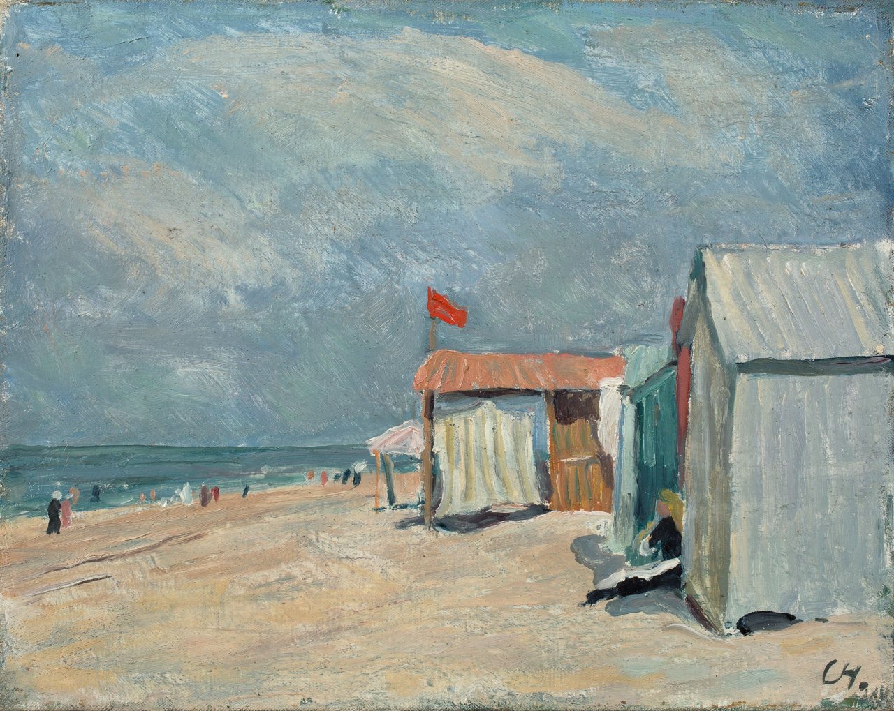 Auf diesem Bild ist das folgende Kunstwerk zu sehen: Karl Hofer. „Strandlandschaft“. Um 1912.