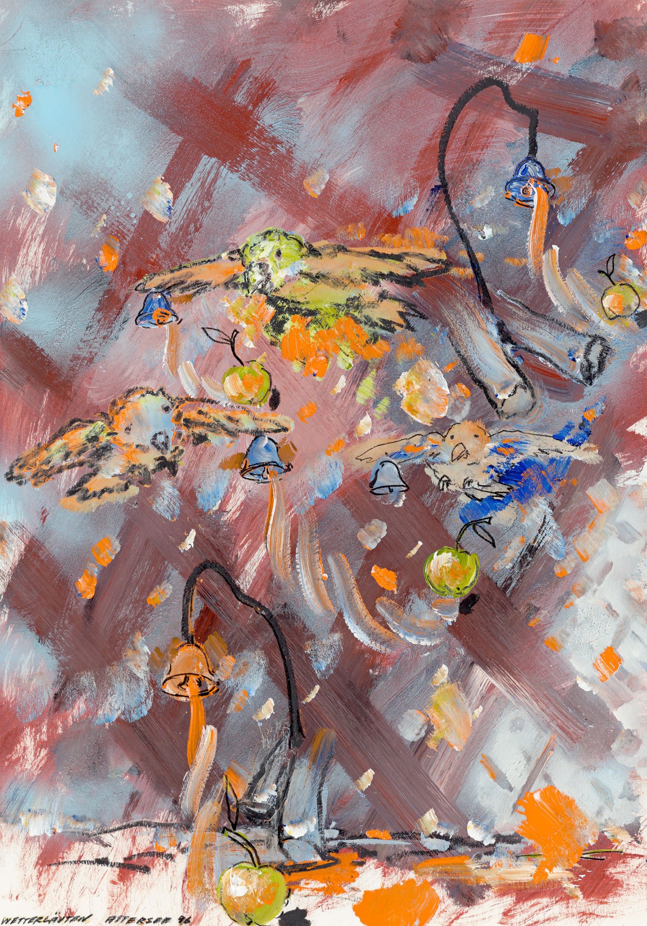 Auf diesem Bild ist das folgende Kunstwerk zu sehen: Christian Ludwig Attersee. „WETTERLÄUTEN“. 1996.
