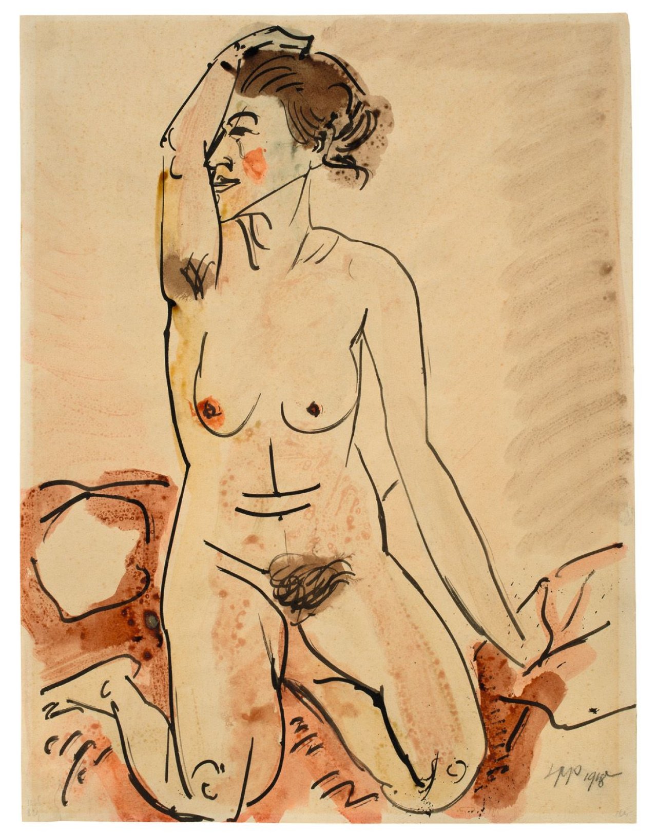 Auf diesem Bild ist das folgende Kunstwerk zu sehen: Max Pechstein. Weiblicher Akt. 1918.