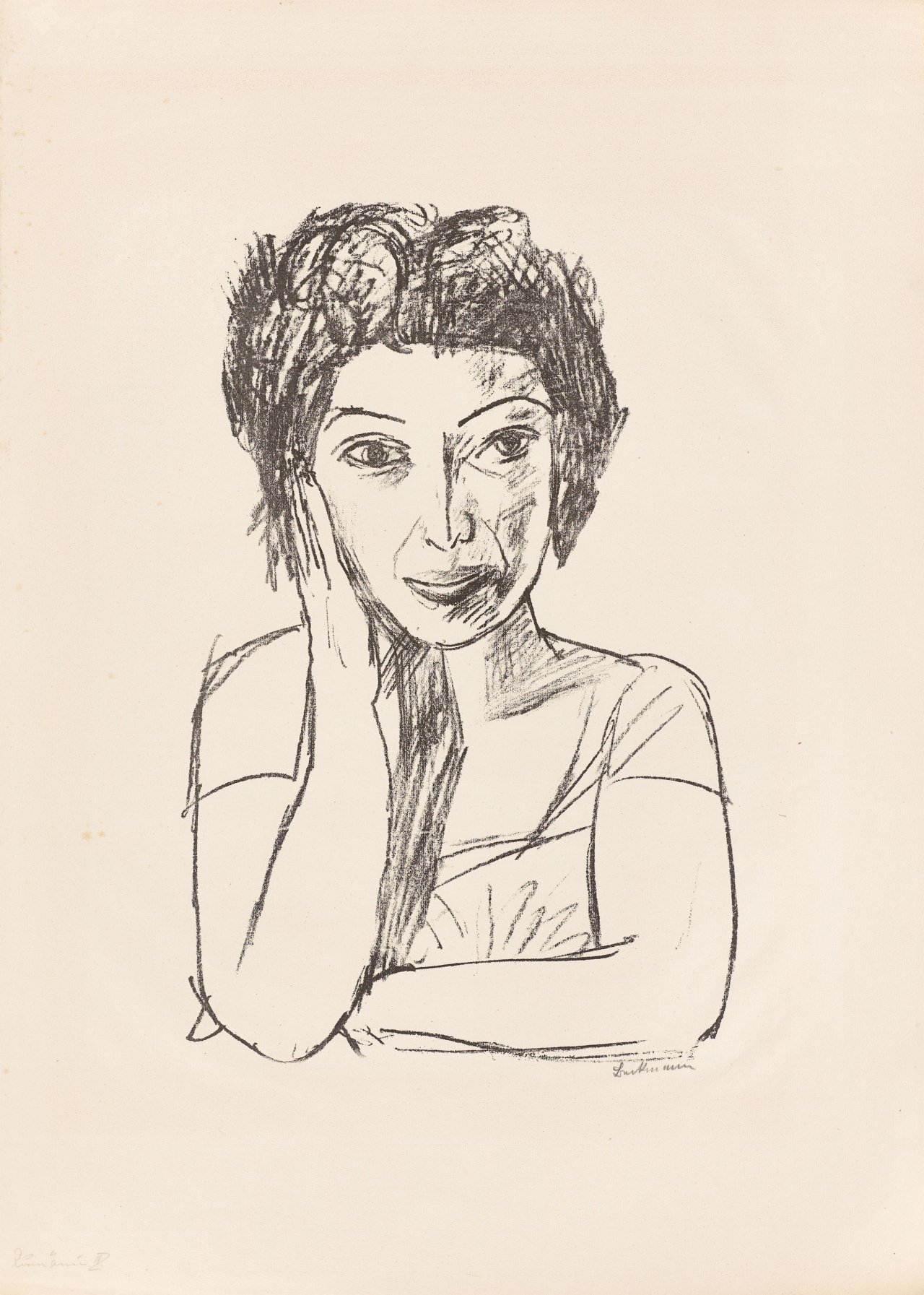 Auf diesem Bild ist das folgende Kunstwerk zu sehen: Max Beckmann. „Bildnis einer Rumänin II (Halbfigur)“. 1923.