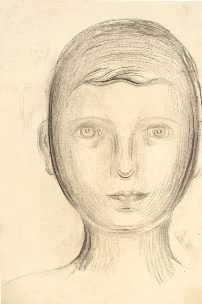 Auf diesem Bild ist das folgende Kunstwerk zu sehen: Otto Meyer-Amden. Jünglingskopf. Um 1930.