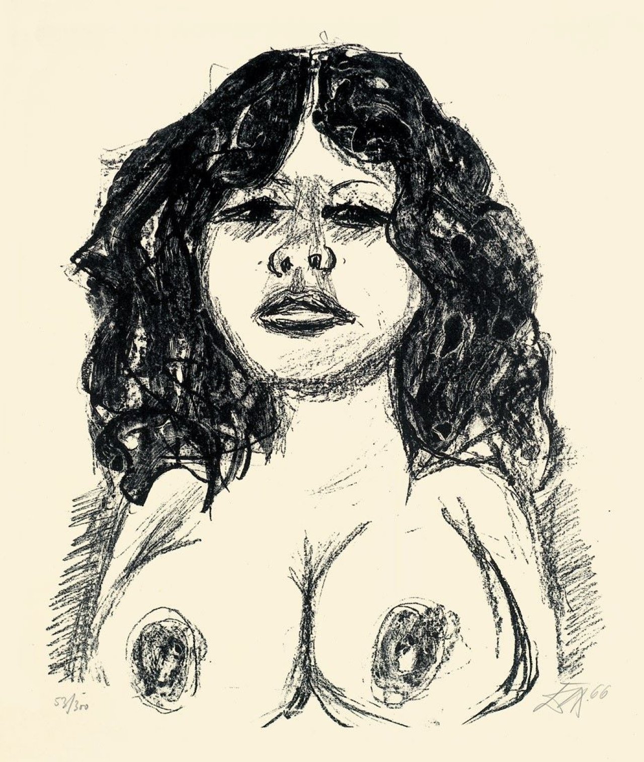 Auf diesem Bild ist das folgende Kunstwerk zu sehen: Otto Dix. „Halbakt von vorn“. 1966.