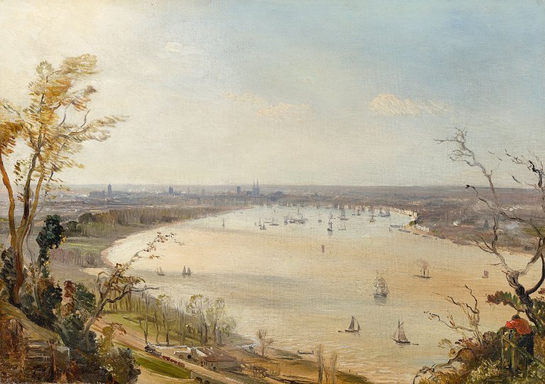 Auf diesem Bild ist das folgende Kunstwerk zu sehen: Théodore Gudin. Bordeaux vue des hauteurs. Um 1850.