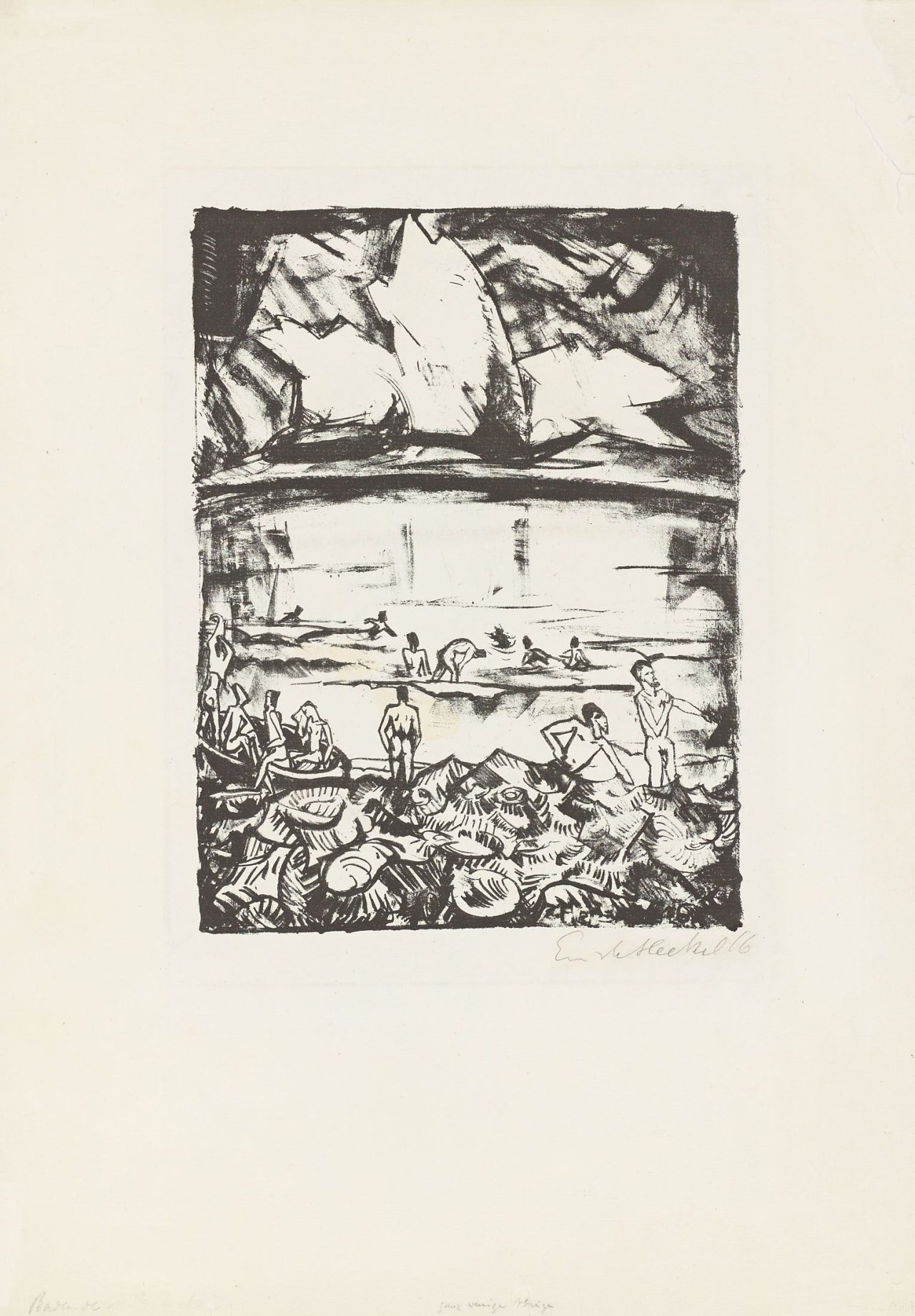 This picture shows the following artwork: Erich Heckel. „Badende Soldaten“. 1916.