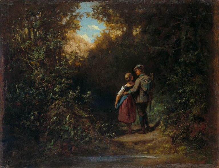 Auf diesem Bild ist das folgende Kunstwerk zu sehen: Carl Spitzweg. „Auf dem Pirschgang“. Um 1875.