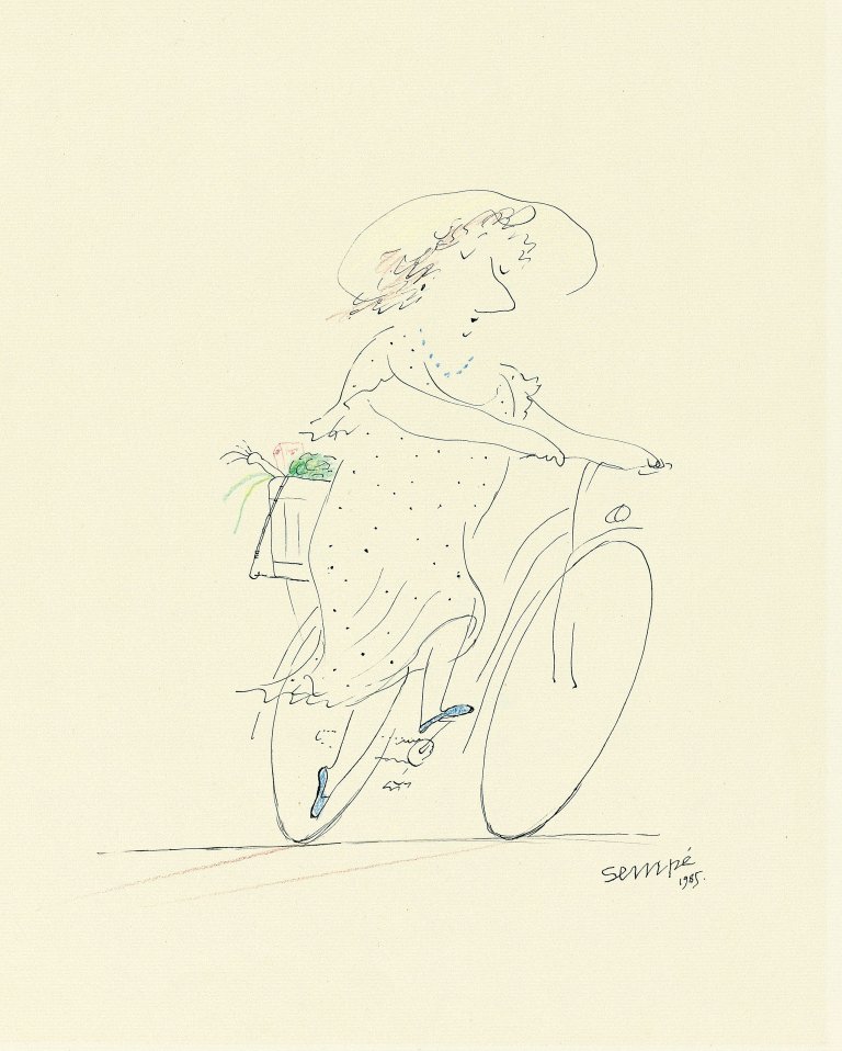 Auf diesem Bild ist das folgende Kunstwerk zu sehen: Jean-Jacques Sempé. „Le départ“ (Der Aufbruch). 1985.