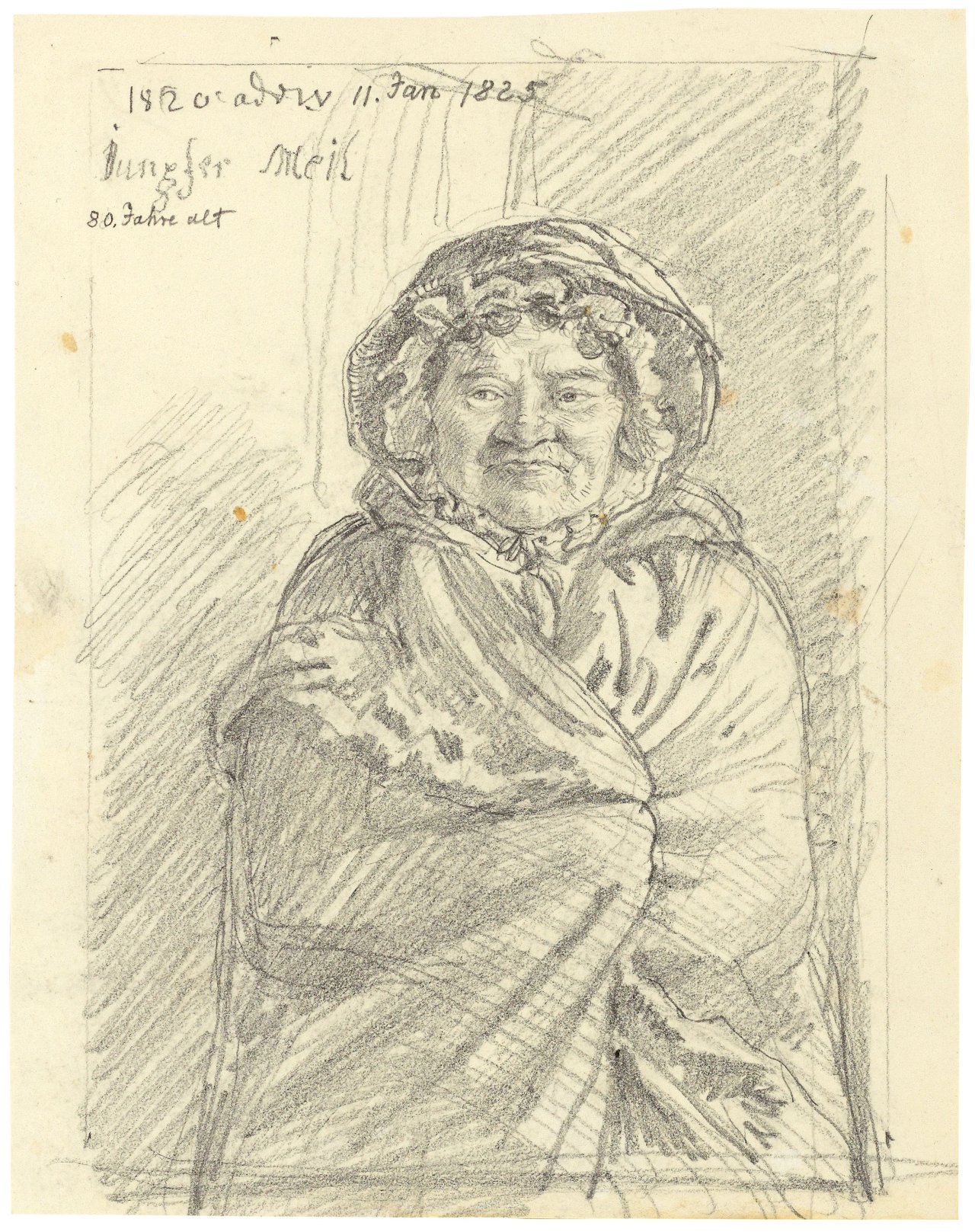 Auf diesem Bild ist das folgende Kunstwerk zu sehen: Ludwig Emil Grimm. „Jungfer Meil“. 1825.