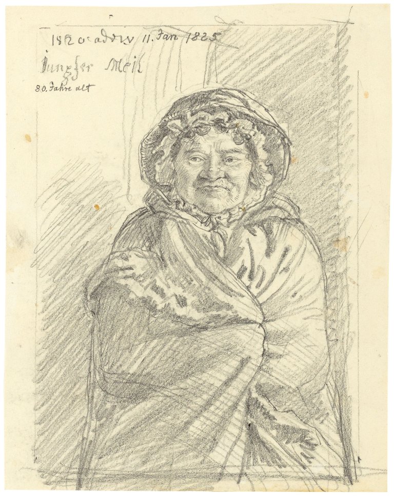 Auf diesem Bild ist das folgende Kunstwerk zu sehen: Ludwig Emil Grimm. „Jungfer Meil“. 1825.