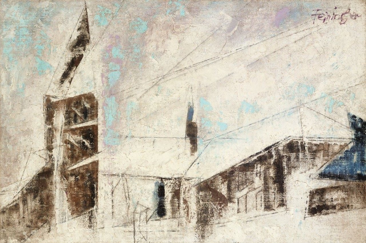 Auf diesem Bild ist das folgende Kunstwerk zu sehen: Lyonel Feininger. „Im Schnee“. 1949.