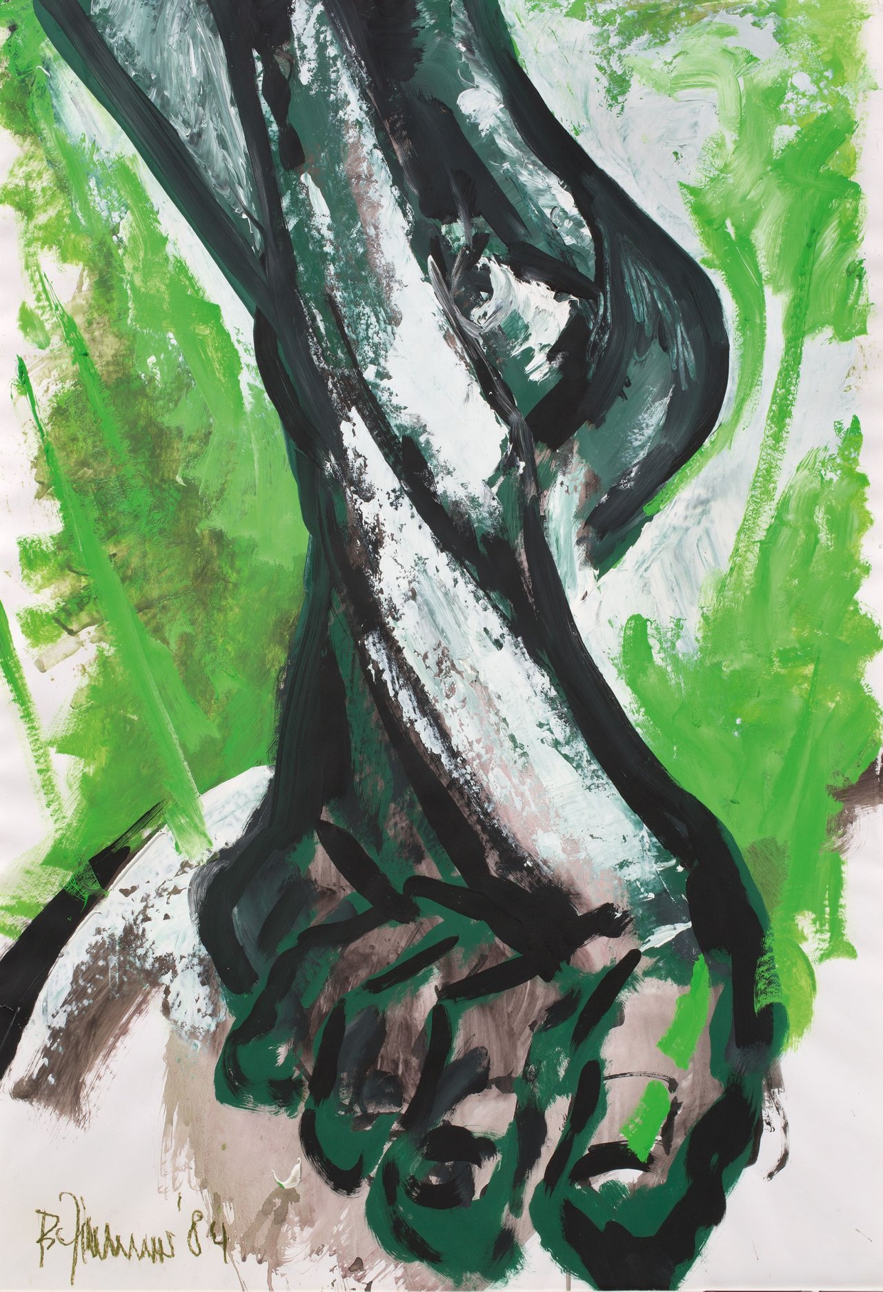 Auf diesem Bild ist das folgende Kunstwerk zu sehen: Bernd Zimmer. Ohne Titel (Grüner Fuß). 1984.