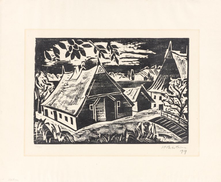 Auf diesem Bild ist das folgende Kunstwerk zu sehen: Max Pechstein. „Gehöft“. 1919.