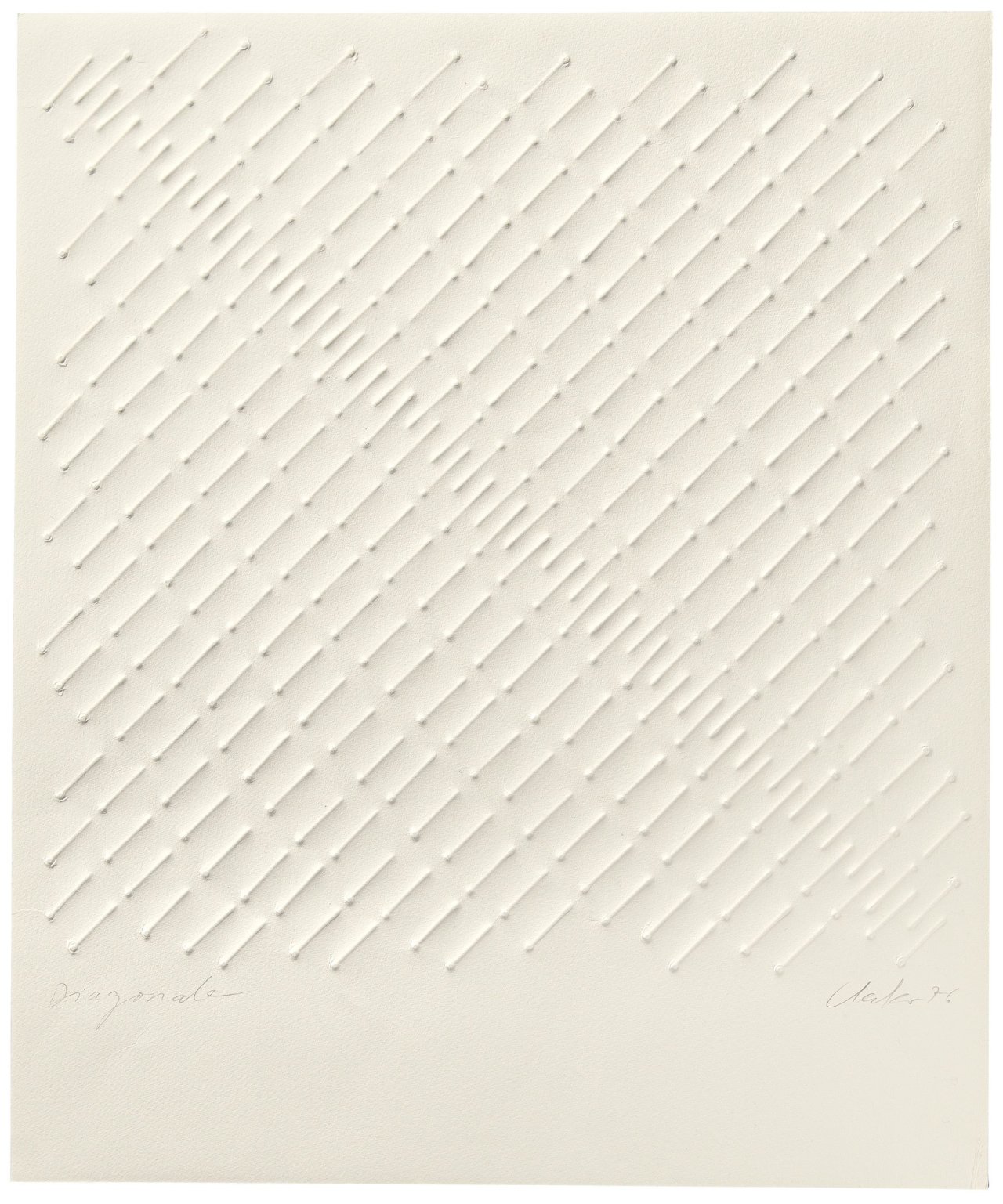 Auf diesem Bild ist das folgende Kunstwerk zu sehen: Günther Uecker. „Diagonale“. 1976.