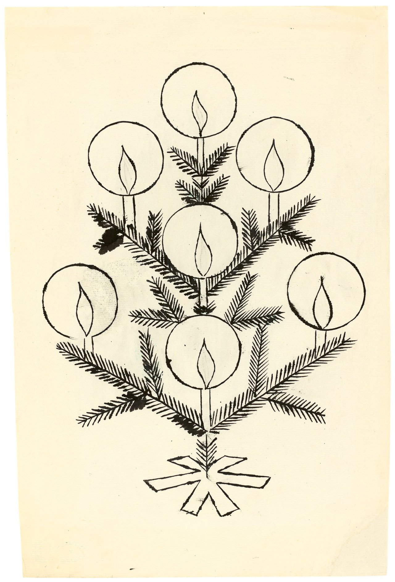 This picture shows the following artwork: Andy Warhol. Christmas Tree. Approx. 1955.