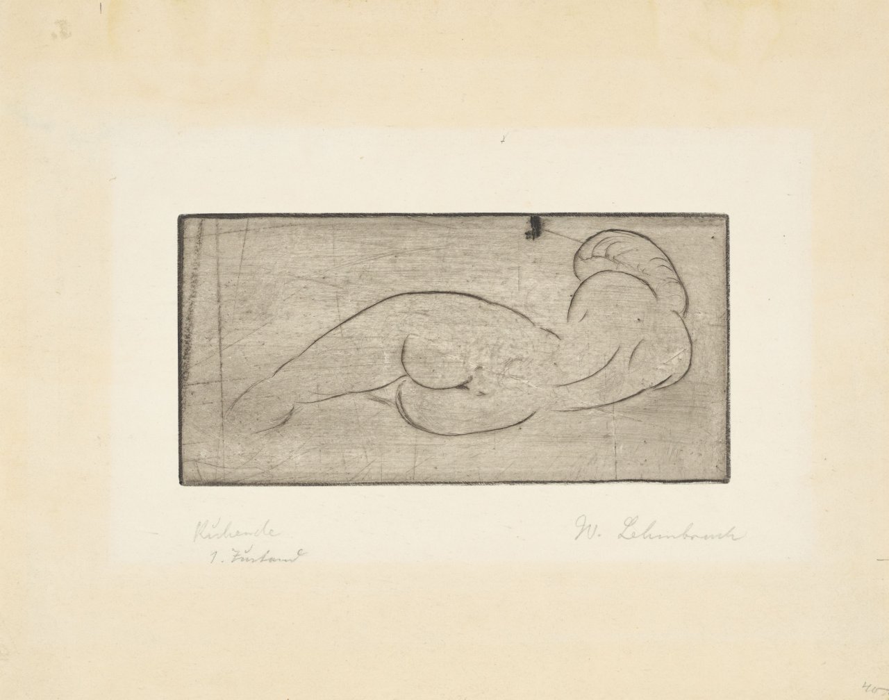 This picture shows the following artwork: Wilhelm Lehmbruck. ”Ruhende (vom Rücken)”. 1913.