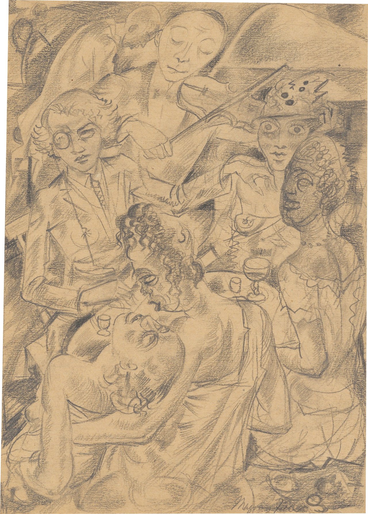 Catalog image of „Cafe Lesbos“ (Entwurfskizze für die Radierung „Lesbierinnen“). 1920/21