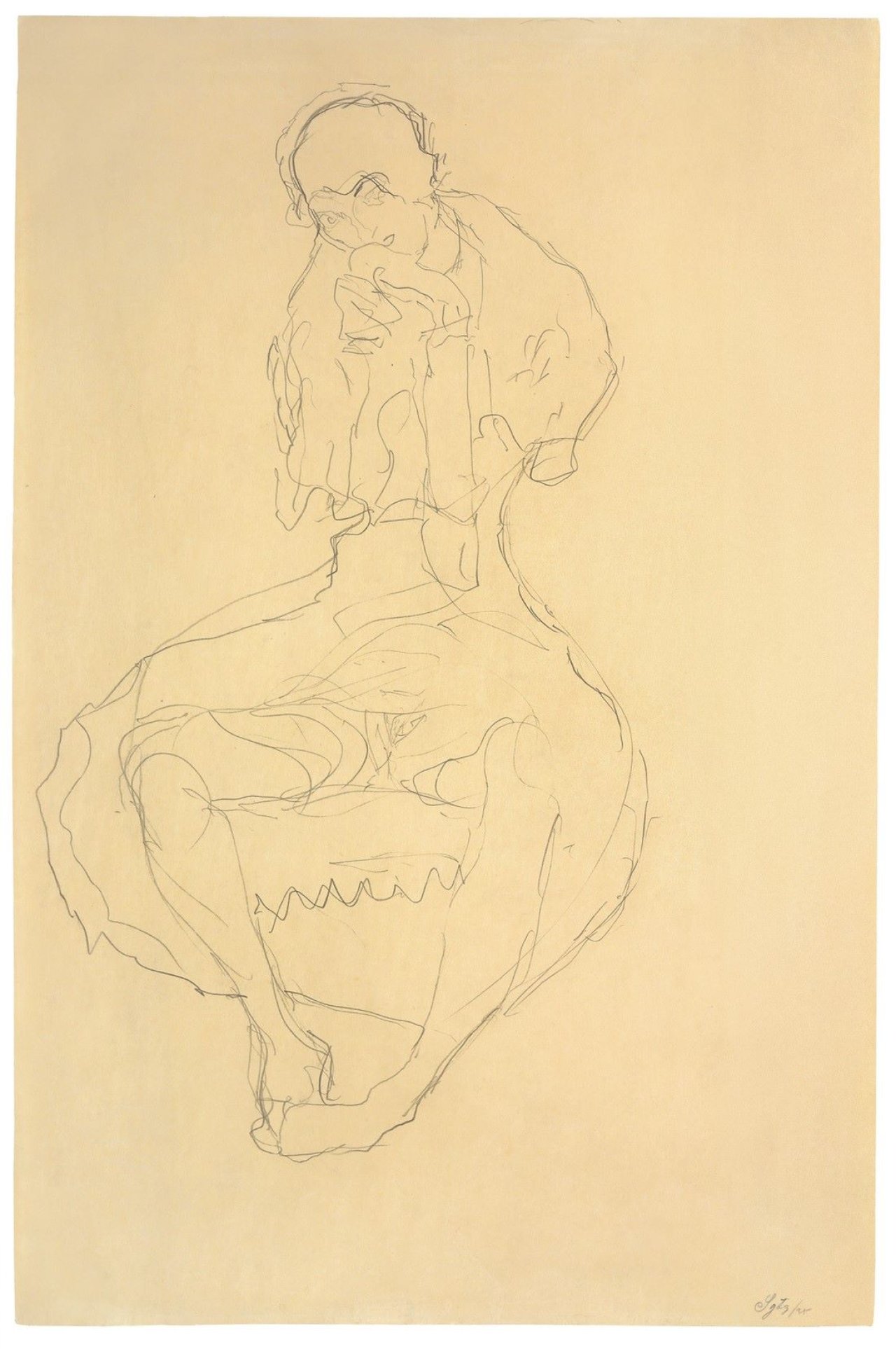 Auf diesem Bild ist das folgende Kunstwerk zu sehen: Gustav Klimt. Sitzender Halbakt. Um 1913.