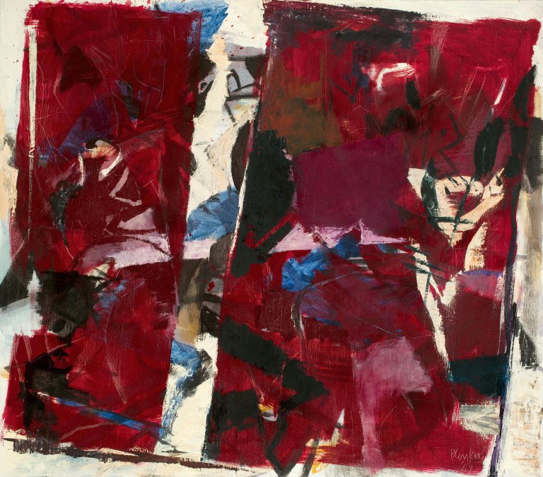 Auf diesem Bild ist das folgende Kunstwerk zu sehen: Stefan Plenkers. Rotes Fenster. 1989.