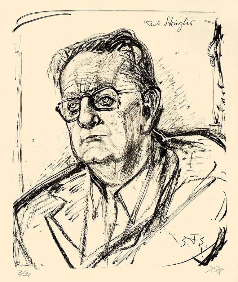 Auf diesem Bild ist das folgende Kunstwerk zu sehen: Otto Dix. „Der Musiker Kurt Striegler“. 1953.