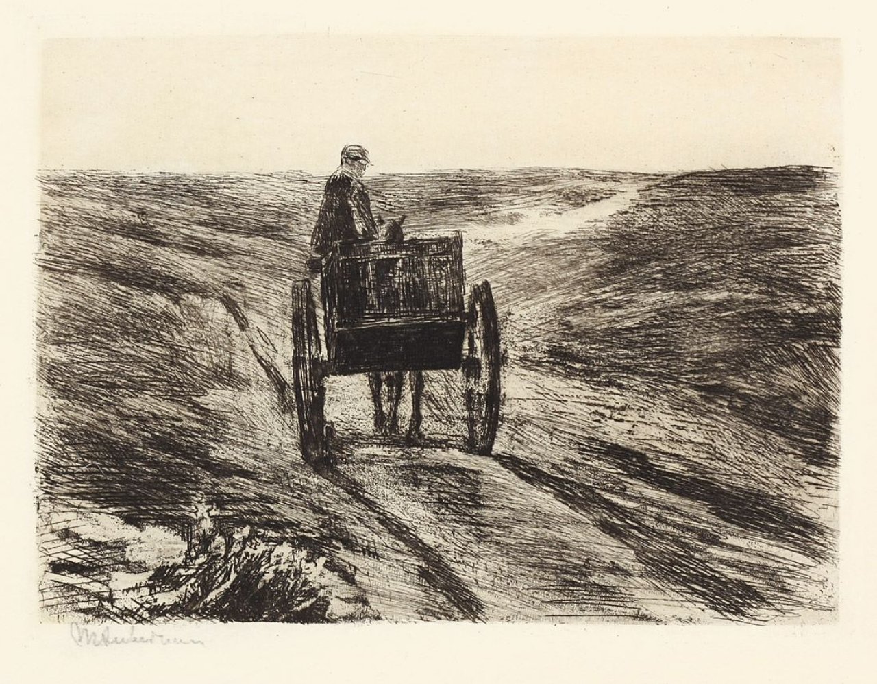 This picture shows the following artwork: Max Liebermann. „Karre in den Dünen“. 1900.