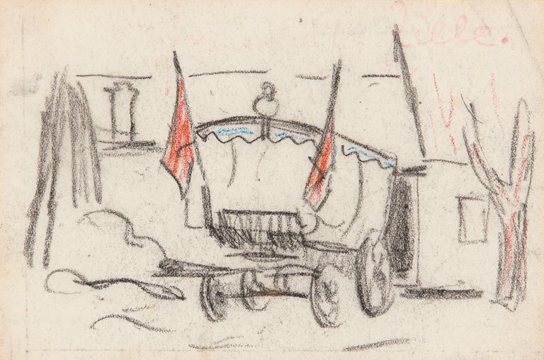 Auf diesem Bild ist das folgende Kunstwerk zu sehen: Heinrich Zille. Zirkuskutsche.