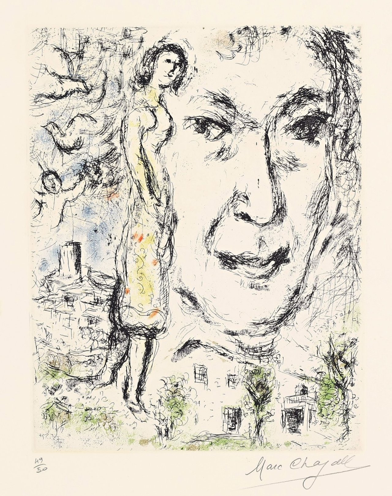 Auf diesem Bild ist das folgende Kunstwerk zu sehen: Marc Chagall. „Autoportrait“. 1968.