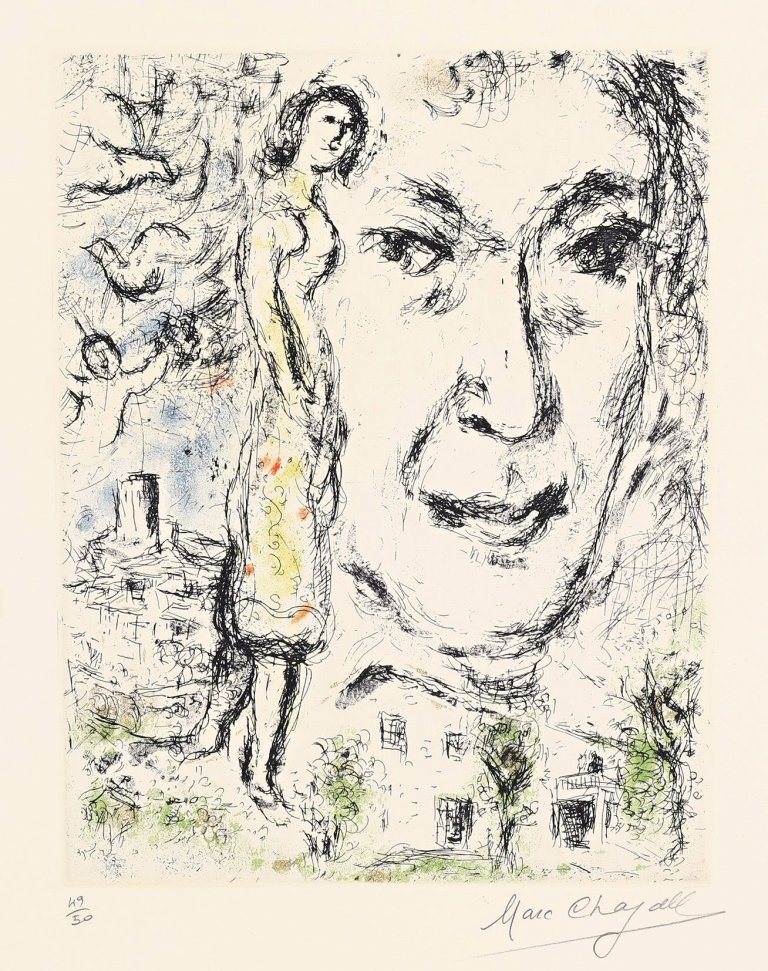 Auf diesem Bild ist das folgende Kunstwerk zu sehen: Marc Chagall. „Autoportrait“. 1968.