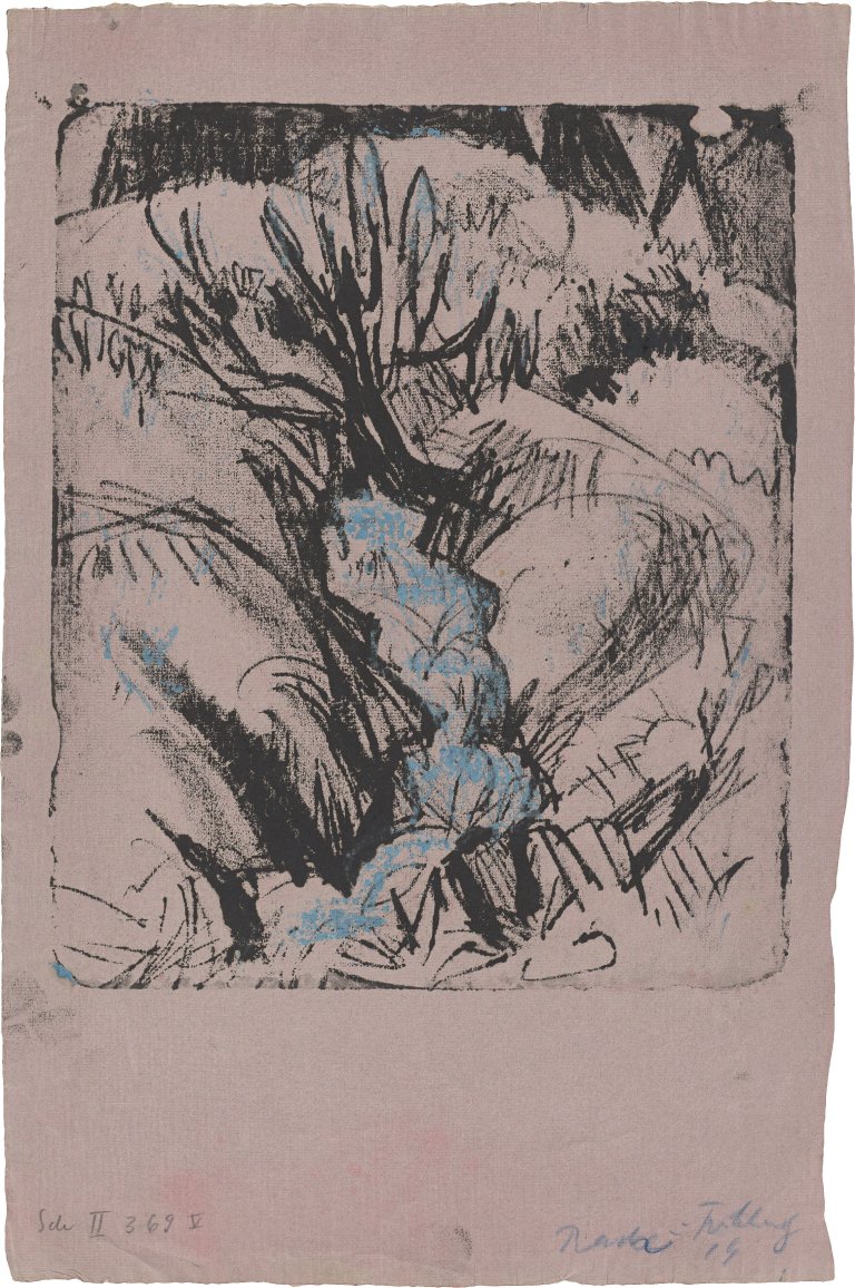 Auf diesem Bild ist das folgende Kunstwerk zu sehen: Ernst Ludwig Kirchner. „Bach im Frühling“. 1919.