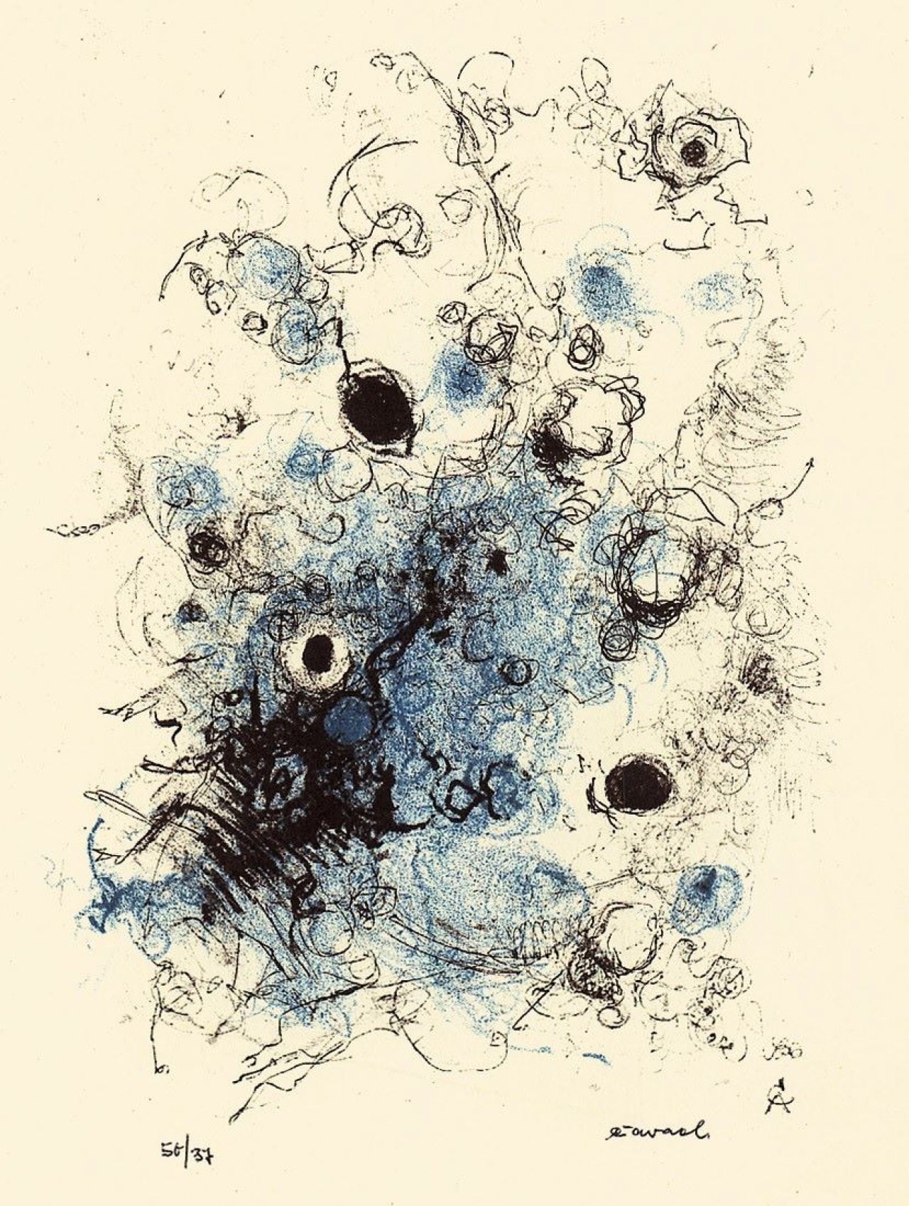Auf diesem Bild ist das folgende Kunstwerk zu sehen: Rolf Cavael. Lithofa B 1959. 1959.