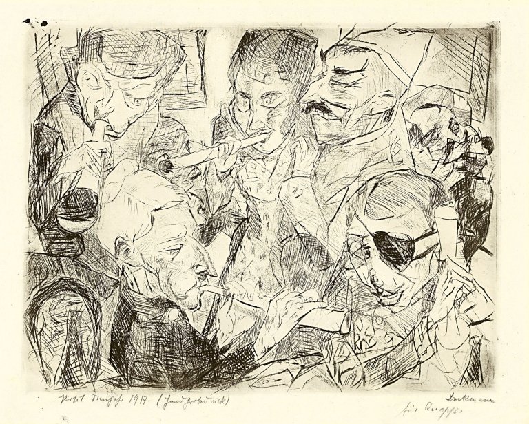 Auf diesem Bild ist das folgende Kunstwerk zu sehen: Max Beckmann. „Prosit Neujahr 1917“. 1917.