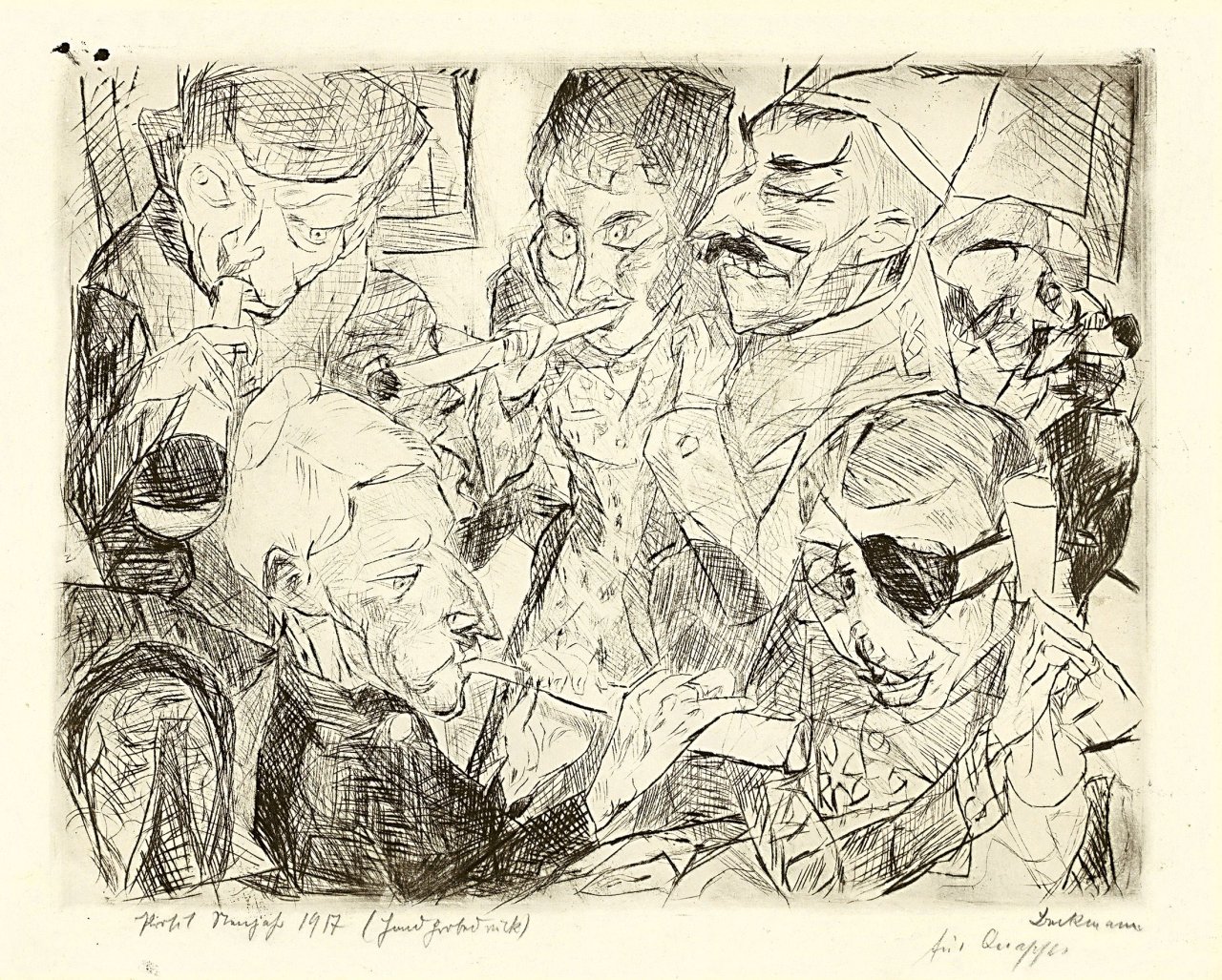 Auf diesem Bild ist das folgende Kunstwerk zu sehen: Max Beckmann. „Prosit Neujahr 1917“. 1917.